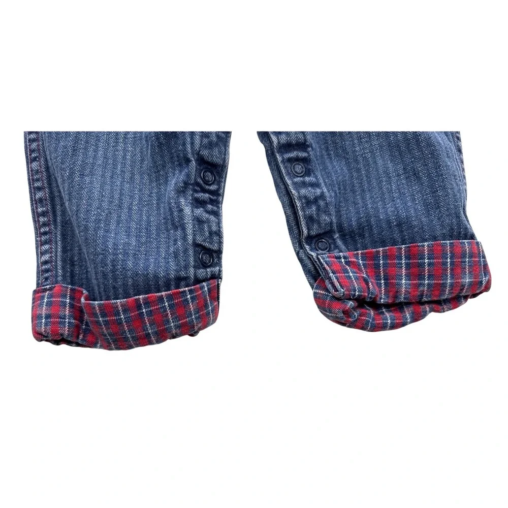 OshKosh B'gosh Denim Overalls Kids 2T Blue Excellent Plaid Lined